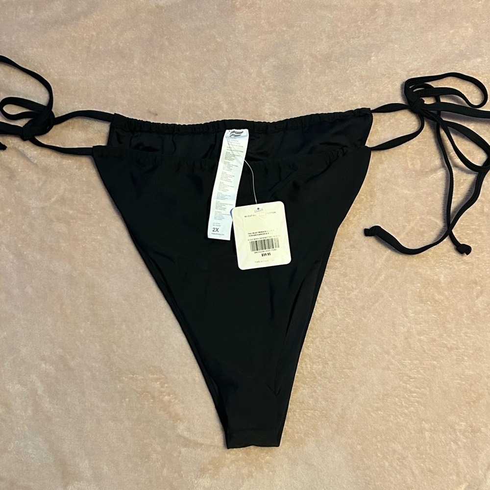 Fabletics Black High-Cut Bikini with Adjustable Ties